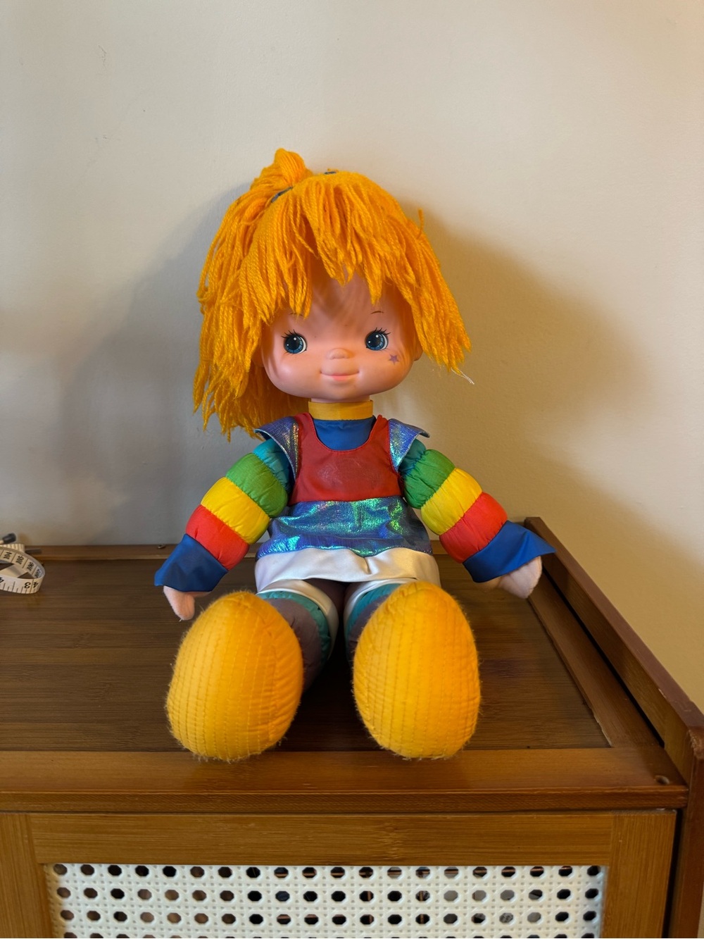 Colorful Rainbow brite Plush Doll w Yellow Hair - Kids Toy 1983 vintage 80s orig